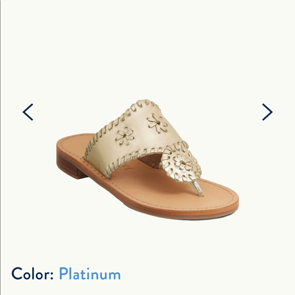 Jack Rogers girls size 3 Miss Hampshire II sandal in Platinum leather